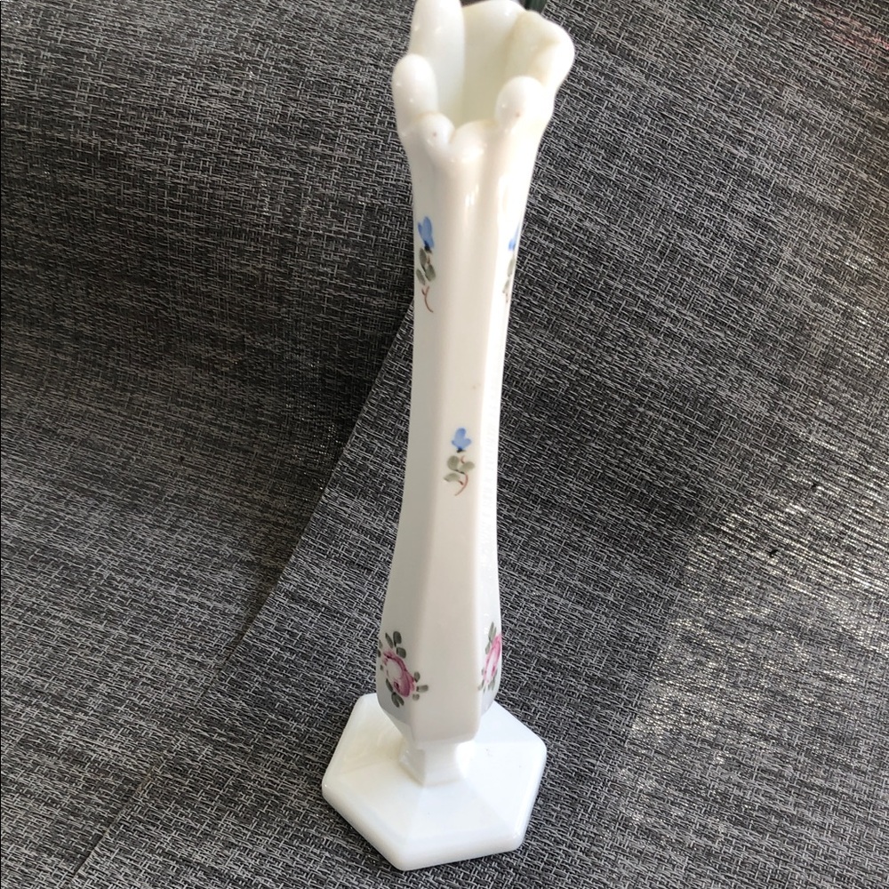 Westmoreland White bud Vase with Floral Accents
